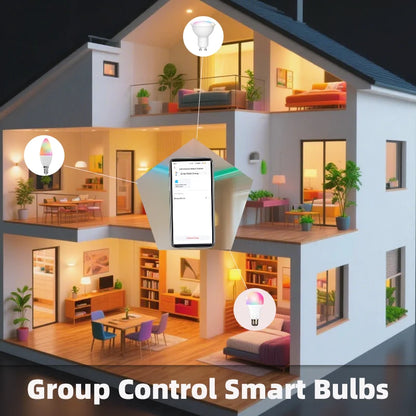 Tuya Bluetooth Smart Light Bulb LED RGBCW E27 E14 GU10 Timed Group Control For Multiple Scene Modes Music Mode 9W 5W