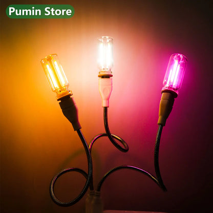 LED Night Light A set of Light Bulbs USB Bendable Night Light USB Metal Hose And Night Light Bulb Purple Pink Blue Green