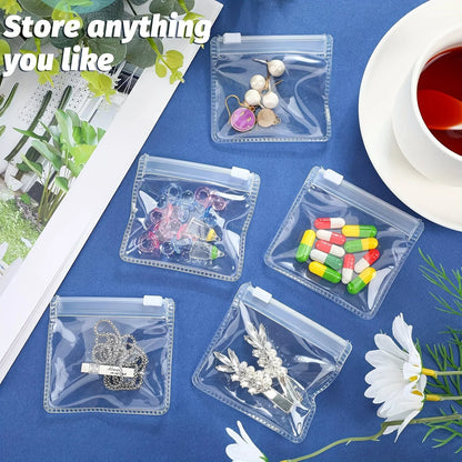 Reusable Self-Sealing White 5/10/20pcs Medicine Bags Zipper Lure Bag Hand Washable with Jewelry Storage and Travel Accessories
