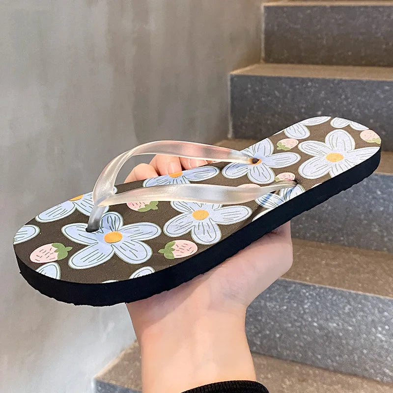 Flip Flops Trendy Summer Outerwear Fashionable Clip On Beach Slippers Anti Slip Couple'S Splint Slippers Leisure Convenience