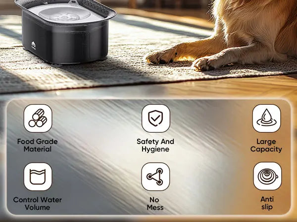 PETPATH No Spill Dog Water Bowl 2.2L (75oz) Large Capacity Anti-Splash Design – Reduces Refill Frequency for All Dogs