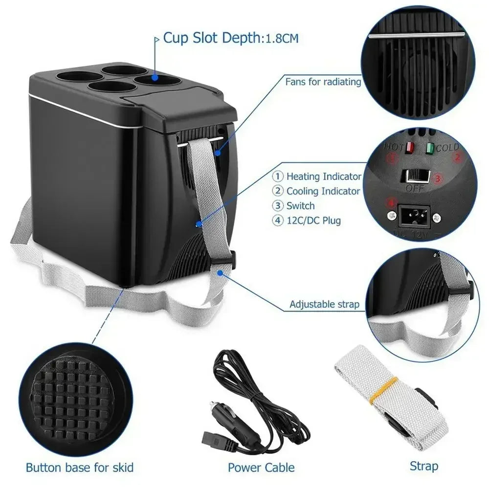 Car Refrigerator Mini Fridge Portable Freezer 12V DC Refrigerator Plug In Cooler Refrige 6L Thermoelectric Cooler For Fruits