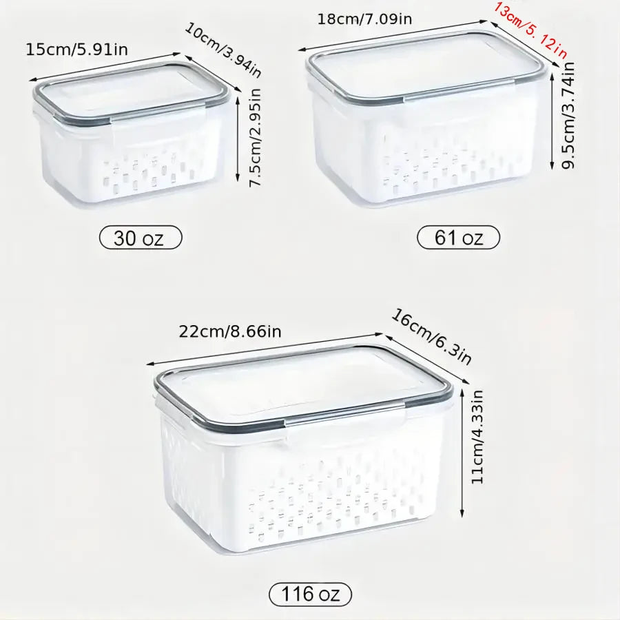Fruit Storage Containers for Fridge with Removable Colander, Airtight Food Storage Container, Dishwasher Safe Produce Saver