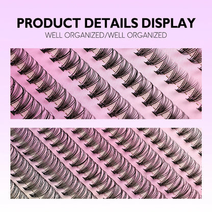 GROINNEYA DIY Lash Extension Kit Volume Lash Clusters Individual Lashes Thick Eyelash Extension Lash Bond & Seal & Lash Tweezers