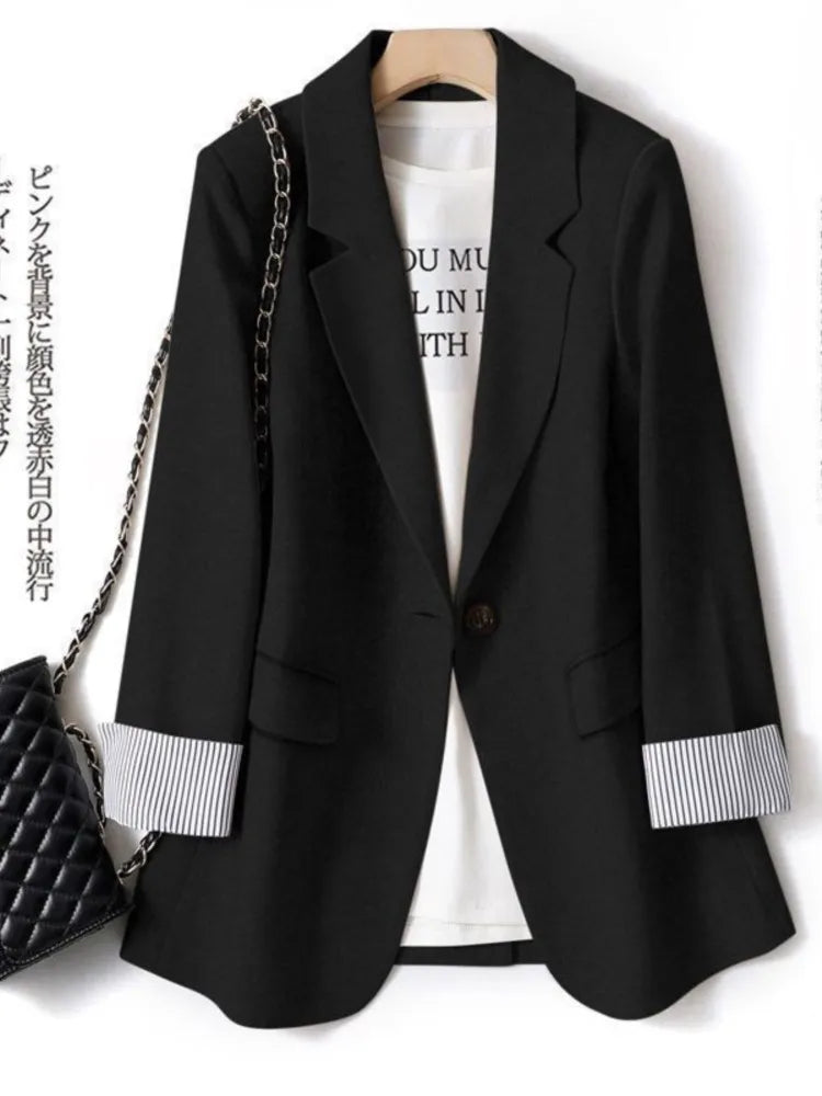 Office Lady Casual Blazers For Women 2024 Autumn Fashion Single Button Long Sleeve Outerwears New In Coats & Jackets Elegant