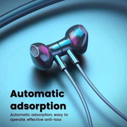 Wireless Headset 5.3 Neck Strap Headset Gaming LED display Stereo Sports headset with magnetic earbuds