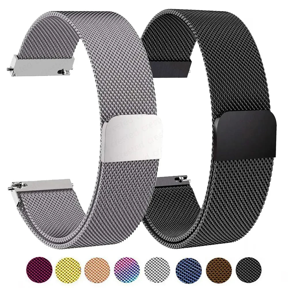 Stainless Steel Milanese Strap Return Magnetic Bracelet 18mm/20mm/22mm Replacement Strap Suitable for smartwatches