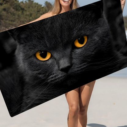 Black Cat Cartoon Beach Towel Cute Kawaii Room Decor Bath Girls Children Hand Towels For Bathroom Shower