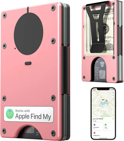 RFID Blocking Credit Card Holder, Slim Wallet For Men, Compatible with Find My iOS Only, Detachable Money Clip
