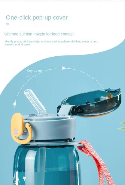 Kids Cartoon Water Sippy Cup with Straw Cute Bear Leakproof Water Bottles Outdoor Portable Drink Bottle Children's Lovely Cup