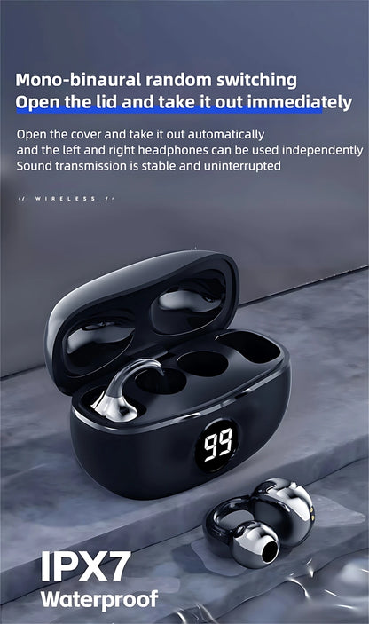 Wireless Headphones Fone Bluetooth Headset With Mic Handsfree Noise Canceling Earphones Clip Ear Music  Sports Gaming Earplug