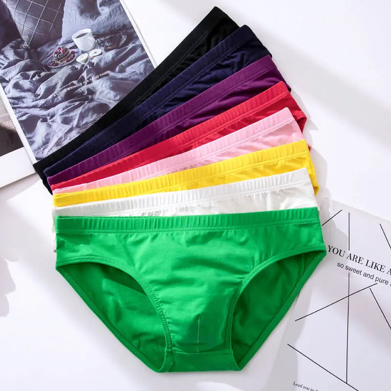 Mens Underwear Briefs Sexy Cueca Calzoncillos Hombre Slip Men Sleepwear Breathable Cotton Solid Color Male Panties Underpants