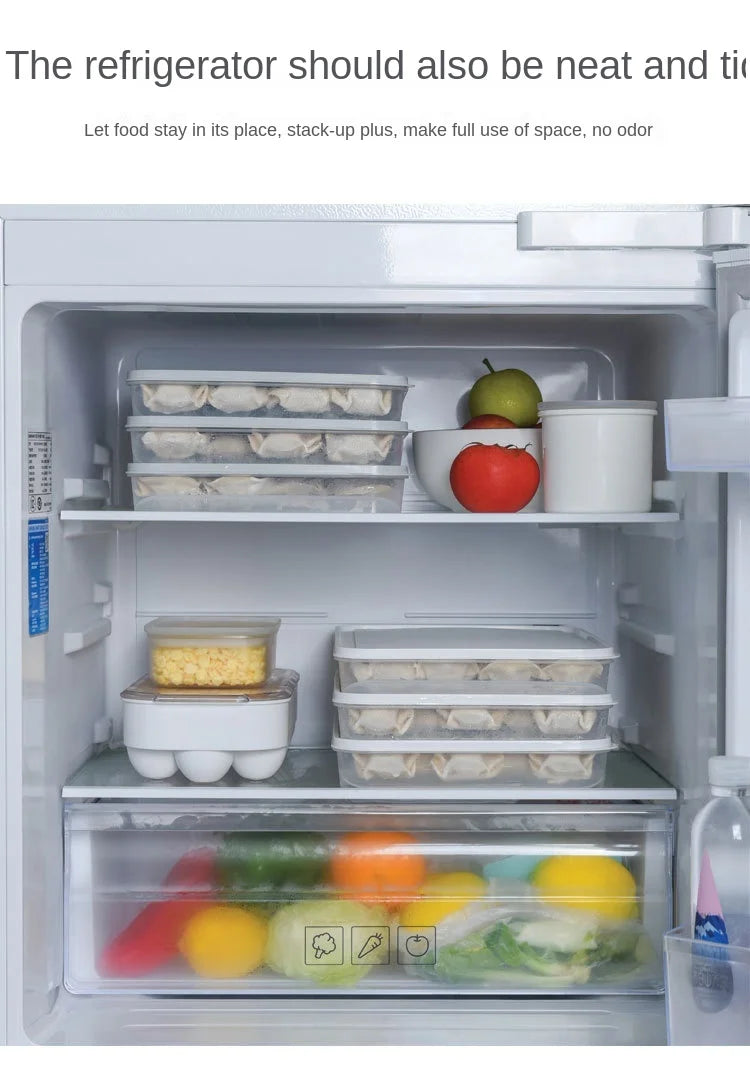 Food Storage Box, Fruit Egg Organizer, Refrigerator Fresh Keep Organizer, Kitchen Leak Proof Dumpling Storage Box