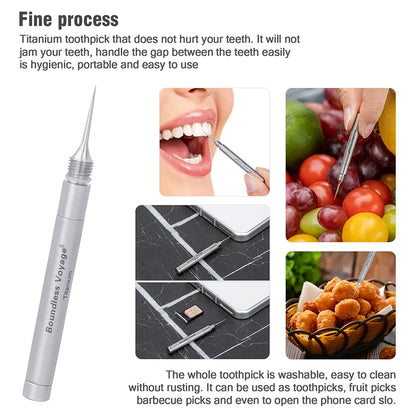 Boundless Voyage Portable Titanium Toothpicks Holder Ear Wax Removal Personal Care Tools Outdoor Multifunctional Tools Ti9008O