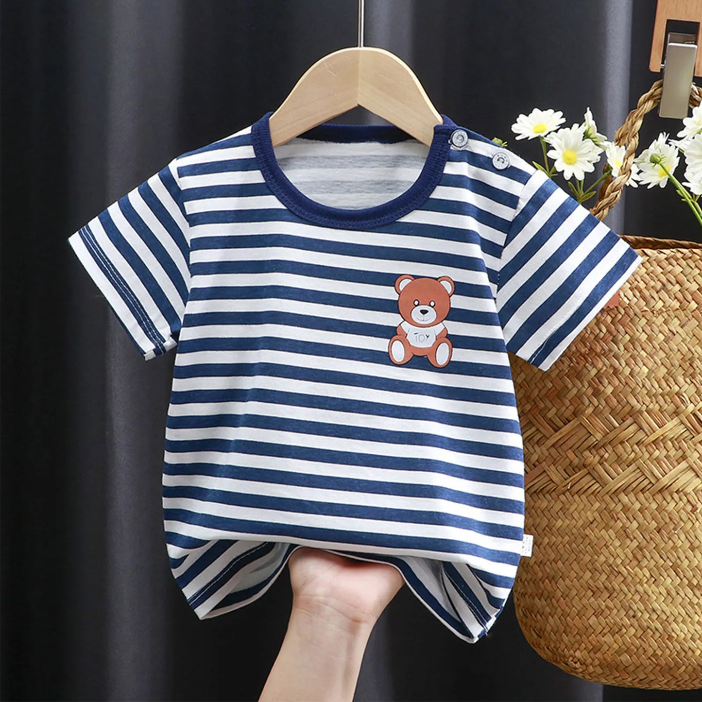 Baby Cotton T-shirts Cute Kids Print T Shirt Boys Girls Children Summer Short Sleeve Tops Infant Clothing