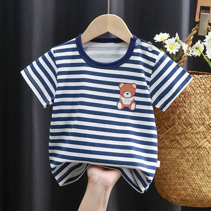 Baby Cotton T-shirts Cute Kids Print T Shirt Boys Girls Children Summer Short Sleeve Tops Infant Clothing