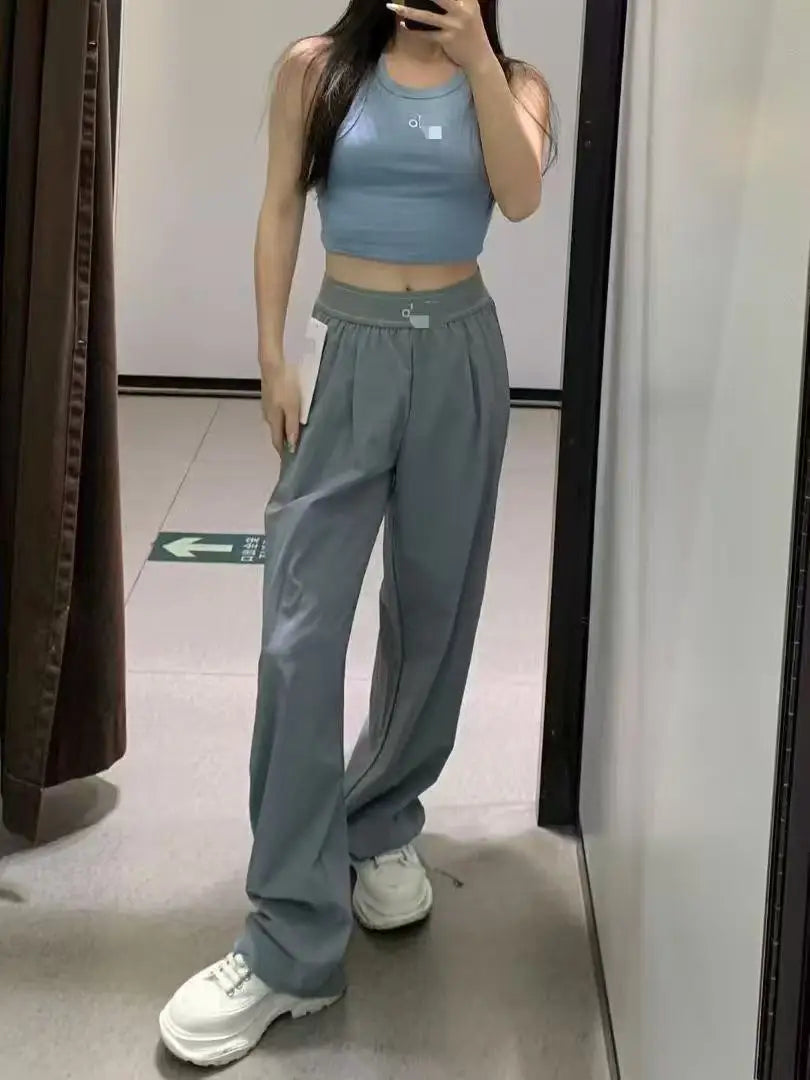 Yoga Sports Pants for Women Outdoor Casual Classic Style High Waisted Straight Wide Pants Comfortable and Loose Wide Leg Pants