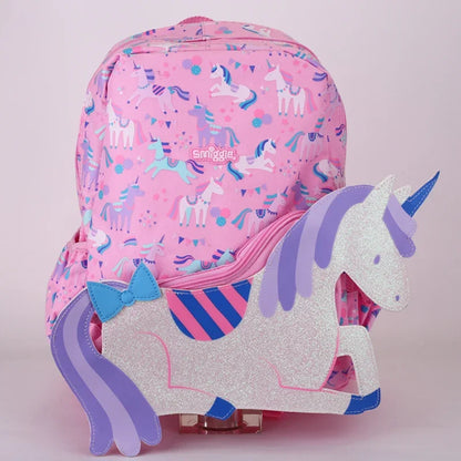 Australian Smiggle Backpack Pink And White Unicorn Student Stationery Backpack Lunch Bag Water Cup Student Gift