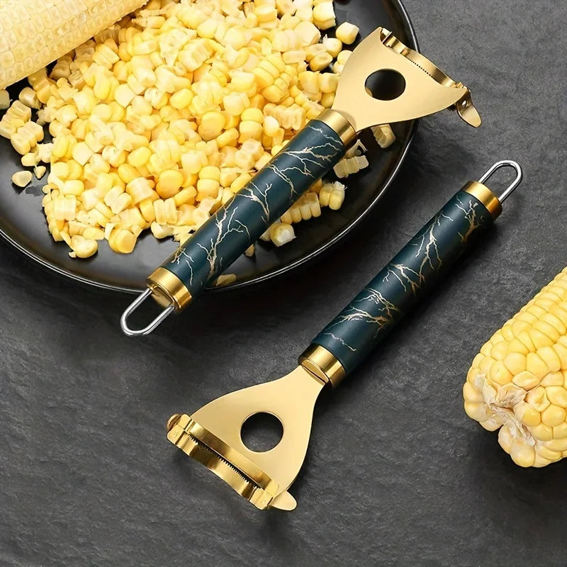 1pc, Corn Planer, Corn Stripper, Stainless Steel Corn Cob Stripper, Household Corn Peeler, Reusable Corn Thresher, Creative