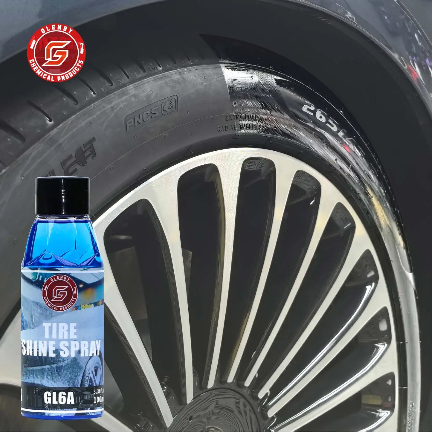 Black Wet Look Tire Shine Dressing -Automotive Clear Coat Tire Dressing for Glossy Wet Tire Look, Vinyl & Plastic, with UV