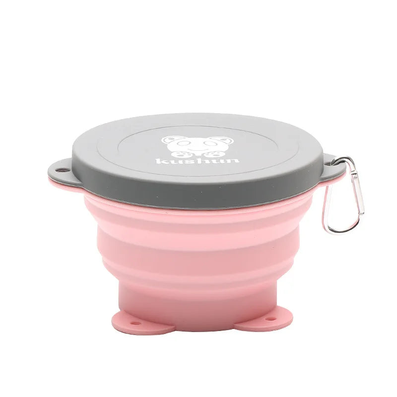 Travel Portable Silicone Folding Bowl Children's Travel Outdoor Tableware with Lid Foldable Noodle Bowl