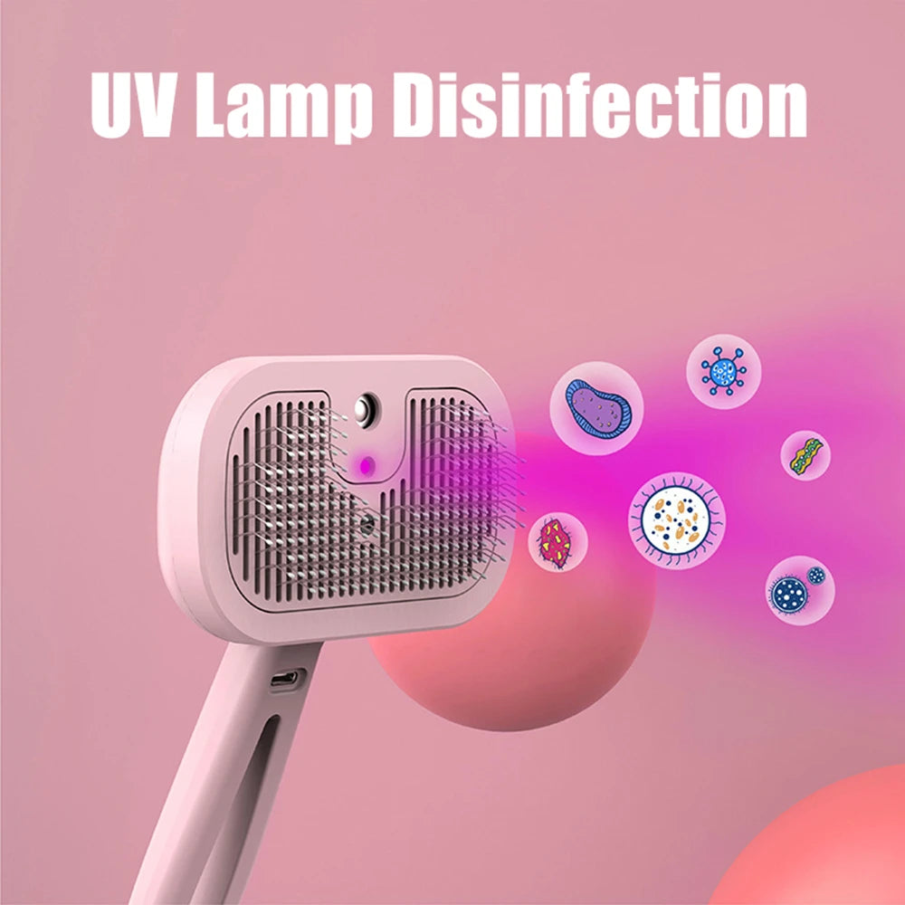 Type-c Rechargeable Pet Spray Disinfection Self-cleaning Comb Pet Massage Comb Steam Brush for Hair Care