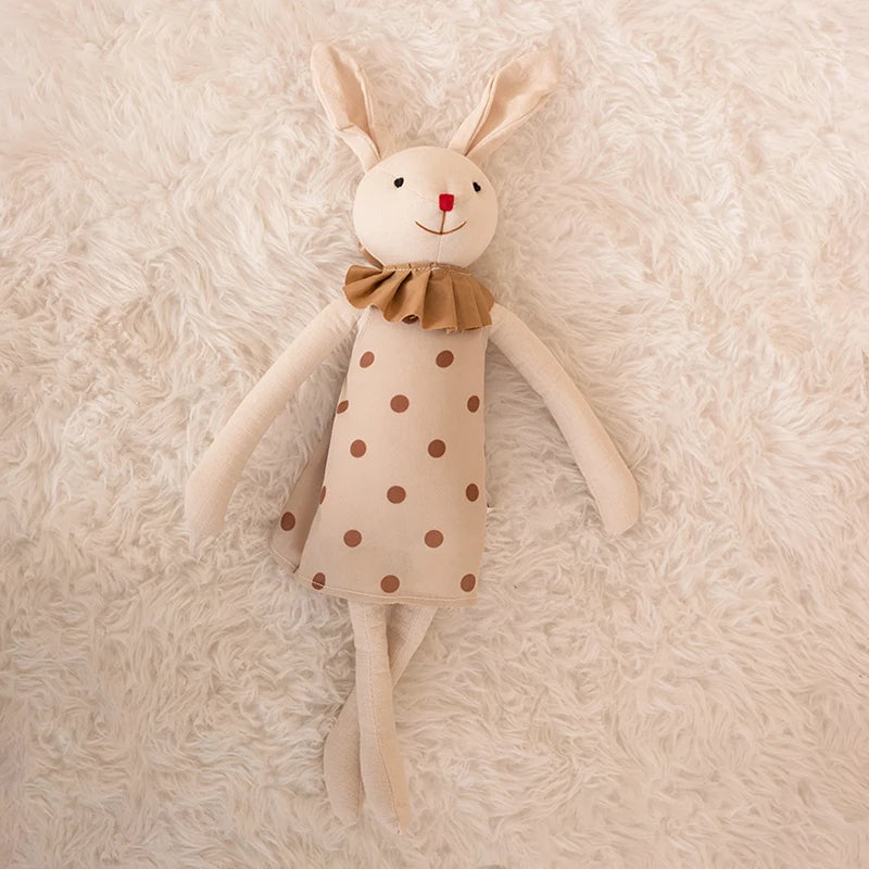 Stuffed Bunny Cloth Dress Toys Smoothing Toy for Infant  Cuddling sleep doll for Girls Handmade Diversity Brown Rabbit Plushie