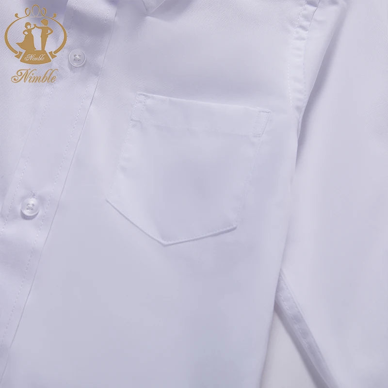 Baby white shirt 2025 Spring Autumn New Formal Long Sleeve blouse for Boys Turn Down Collar Blouse Coat Teenage Tops 3M-7 Years