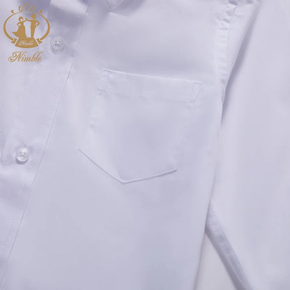 Baby white shirt 2025 Spring Autumn New Formal Long Sleeve blouse for Boys Turn Down Collar Blouse Coat Teenage Tops 3M-7 Years