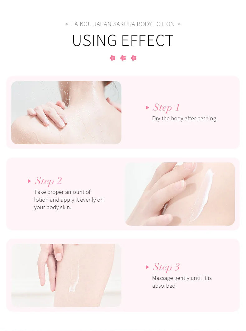 LAIKOU Cherry Blossoms  Body Lotion Refreshing skincare Exfoliating Moisturizing Nourishing Brightening Body Creams 120g