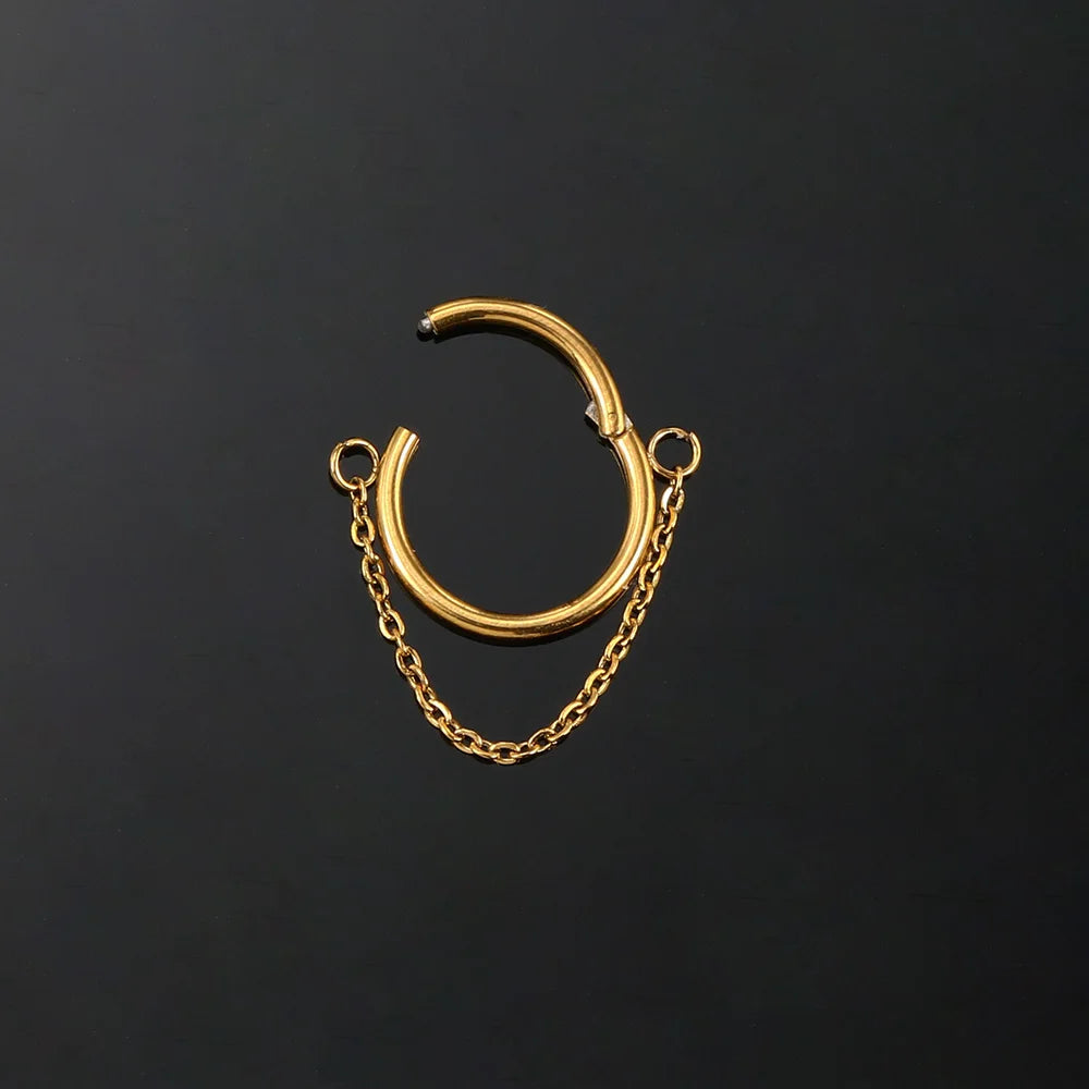16G Stainless Steel Chain Conch Ear Piercing Hinged Clicker Segment Septum Ear Ring Cartilage Sleeper Earring Helix Piercing