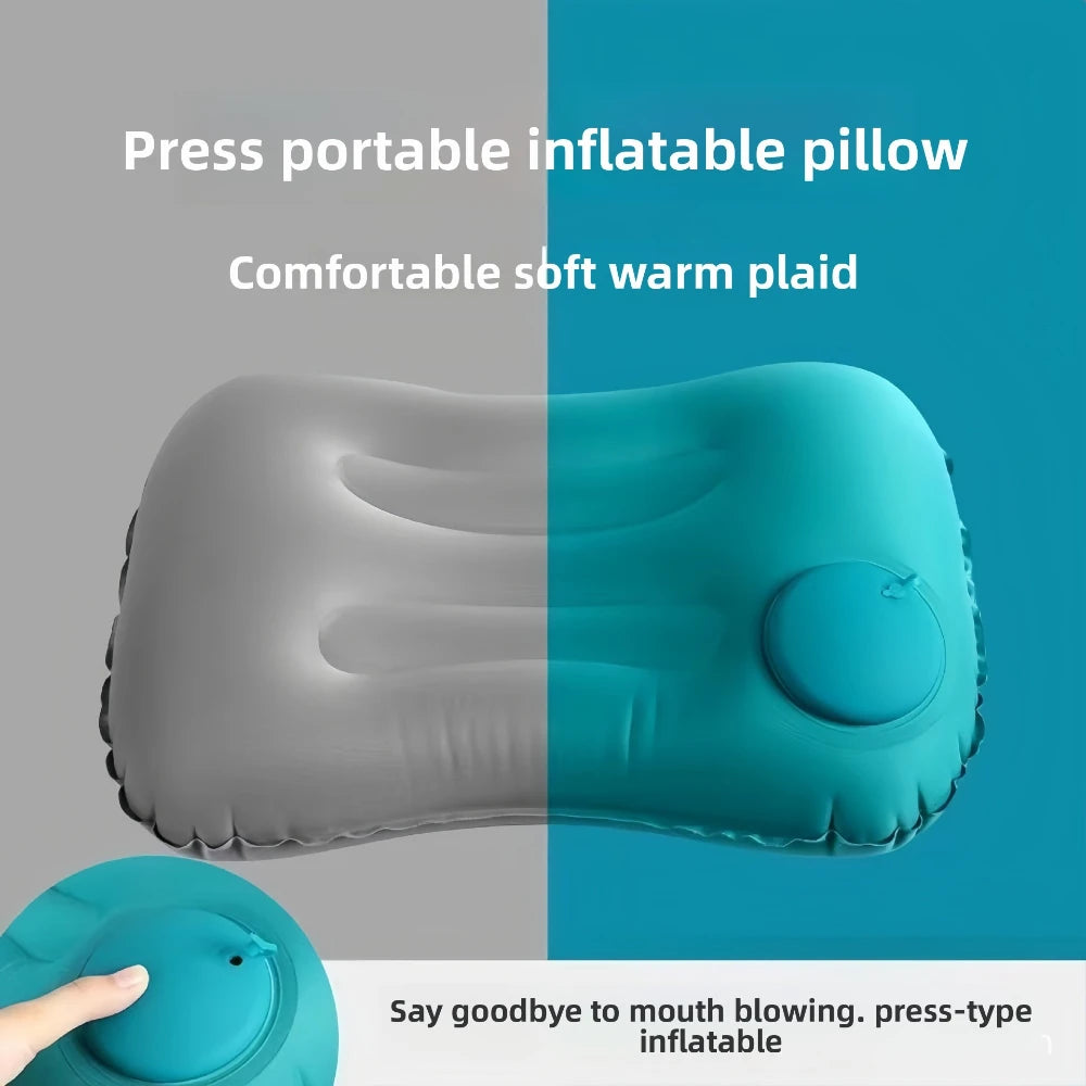 1Pcs 43×28×10cm Portable Press Inflatable Pillow Outdoor Travel Pillow Ultra Soft Comfortable Car Pillow for Neck&Lumbar Support