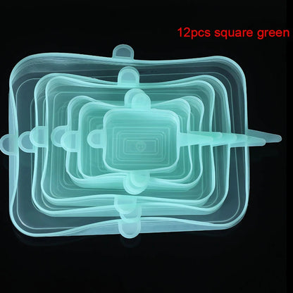 6/12Pcs/Lot Silicone Stretch Lids Universal Taper Pot Bowl Food Wrap Sealed Cover for Kitchen Cookware