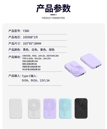 Portable 20000mAh Power Bank 22.5W Fast Charging Wireless Charging Station for iPhone & iWatch & Galaxy Watch for Phones Airpods