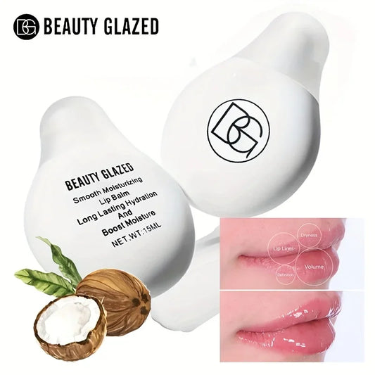 BEAUTY GLAZED Nourishing Lip Balm with Plant Squalane and Amino Acids, Natural Oil-Based, Long-Lasting Moisture Plant Squalane