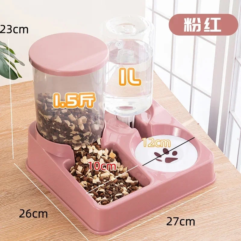 Automatic Cat Feeder Water Dispenser Set 2 In 1 Tilted Automatic Pet Food And Water Feeder Gravity Food Feeder and Waterer