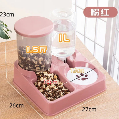Automatic Cat Feeder Water Dispenser Set 2 In 1 Tilted Automatic Pet Food And Water Feeder Gravity Food Feeder and Waterer