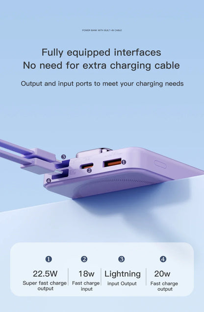 Magnetic Wireless Power Bank 10000mAh Portable PD 20W 3 in 1 Fast Charging External Battery for iPhone 15 14 13 Tel Accessories