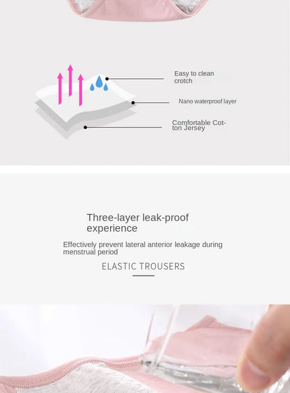 3PCS/set Women's menstrual briefs large flow postpartum water absorption leakproof briefs women's pure cotton menstrual briefs