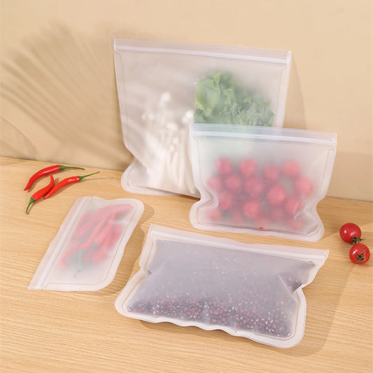 Reusable Food Storage Bag Stand Up Zip Shut Bag Leakproof Containers Fresh Vegetables Fruits Storage Bag Fresh Wrap Ziplock Bag