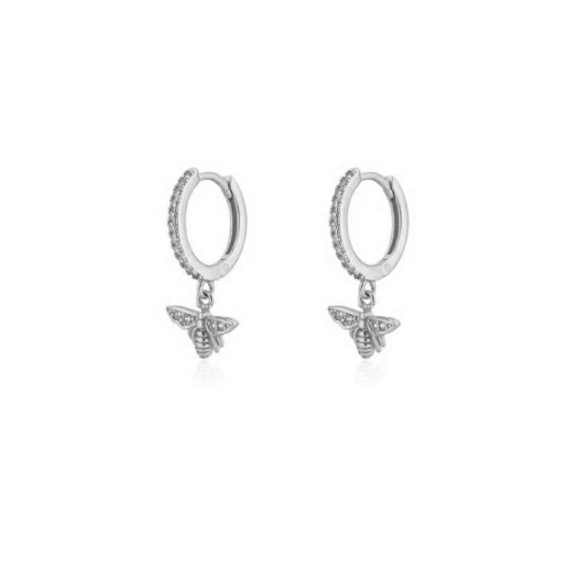 Geometric Zircon Round Bee Butterfly Hoop Earring for Women Cute Animal Huggie Ear Ring Jewelry Pendientes Wholesale