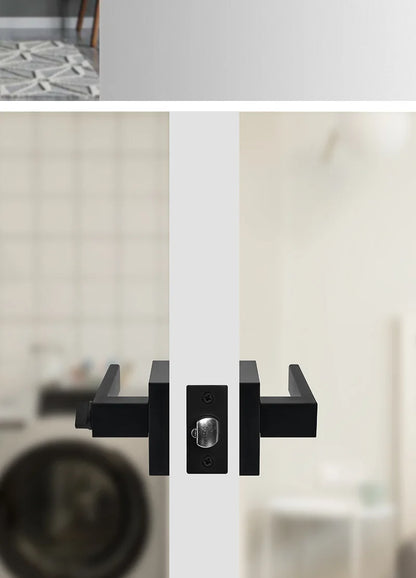 Indoor Door Lock, Aluminum Alloy Handle  Adjustable Room Wooden Door Handle Square Minimalist American Heavy-duty Three Bar Lock