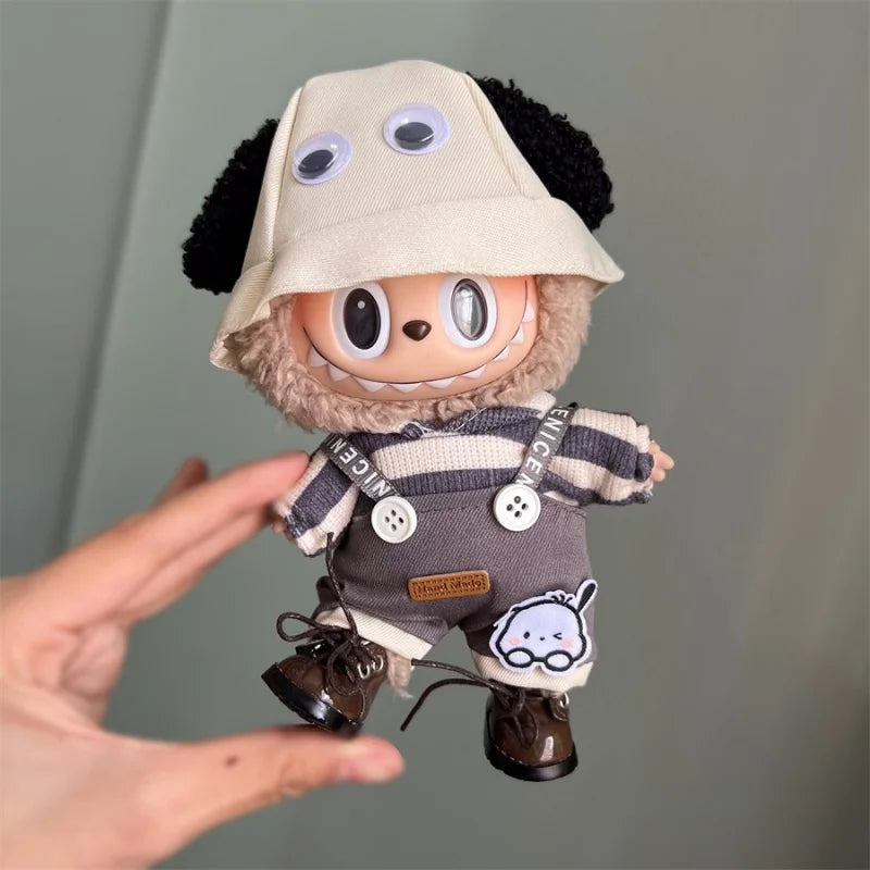 17cm Labubu Doll V1 Generation Cute Labubu Doll Outfit Sports And Casual Suits Pendant Accessories Gifts For Kids And Fans