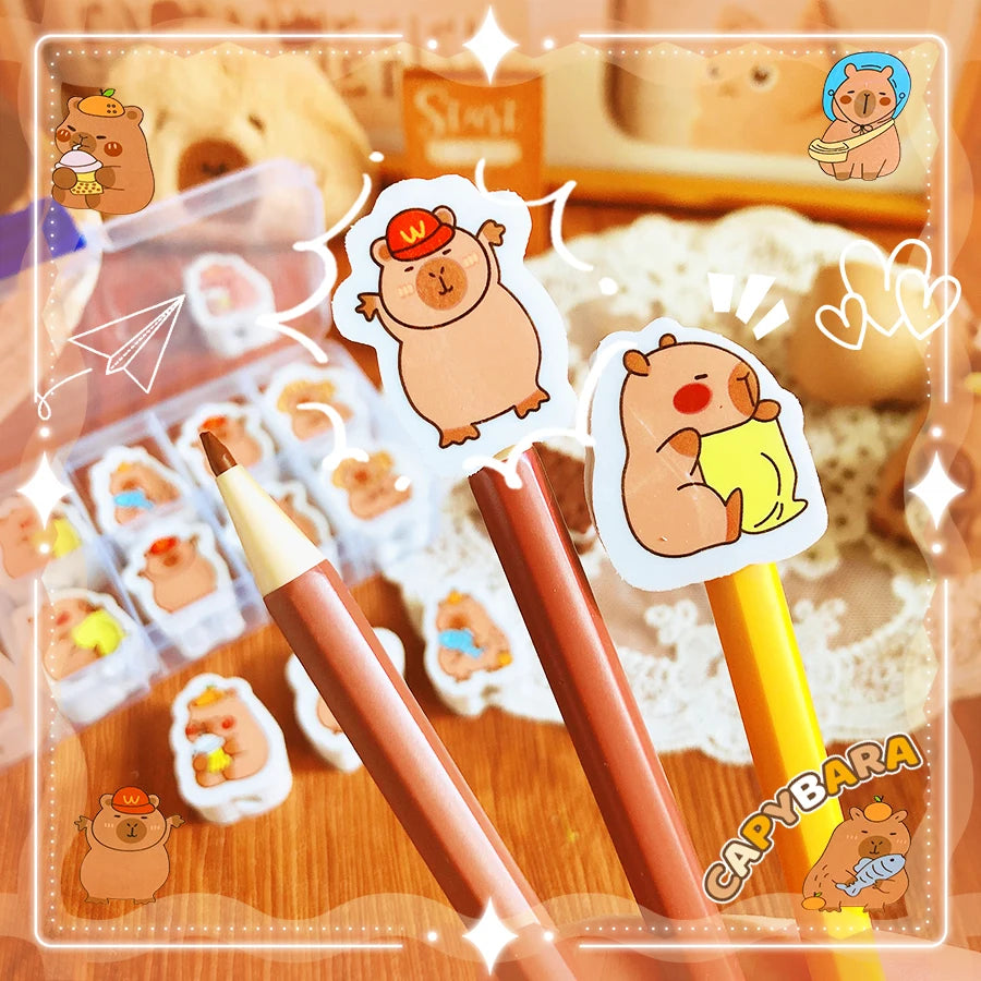 school useful teacher gift kawaii stationery supplies office accessories funny erasers cute capybara rubber Aesthetic stationery
