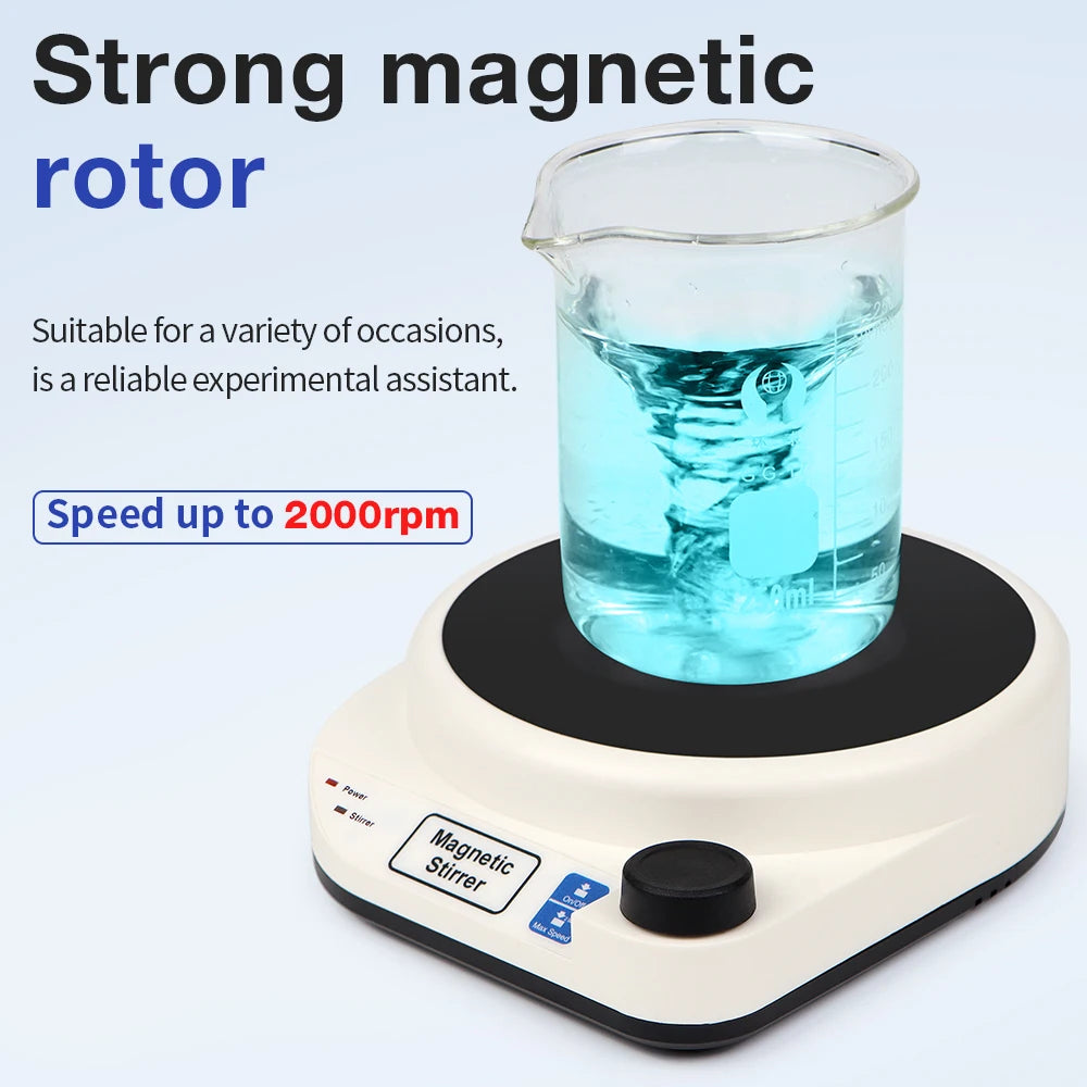 2000RPM Mini Electric Magnetic Stirrer with Stir Bar Brushless DC Motor Magnetic Mixer for Medical Chemical Laboratory EU Plug