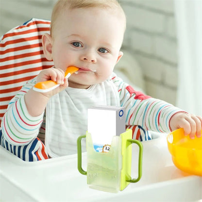 Infant Anti-Spill Cup Holder Bottle Cup Milk Holder Adjustable Safety Plastic Baby Toddler Juice Box Drinking
