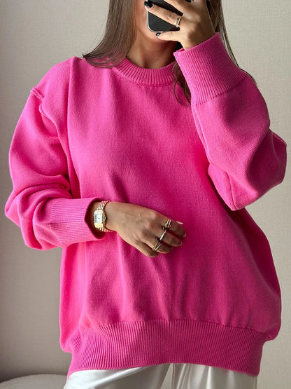 Blue Oversize Sweaters For Women Winter Thick Beige Pullover Woman Autumn Fashion Loose O Neck Ladies Sweaters Jumpers Women