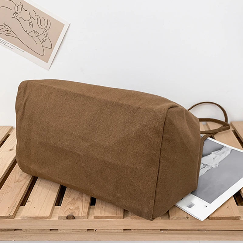 Casual Large Capacity Canvas Shopper Totes High Quality Eco Reusable Grocery Handbag For Women Travel Shoulder Bags Daily Pouch