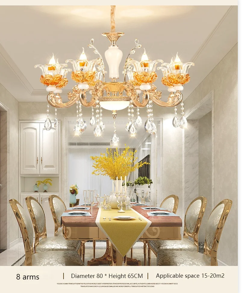 Flower Glass Lampshade Crystal Pendant Lamp Living Room Dining Room Bedroom Hall Villa New Design Hot Sale Decorative Chandelier