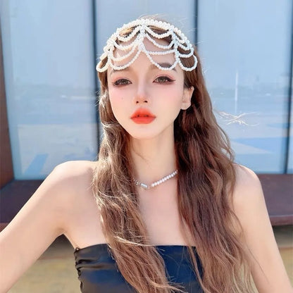 Fashion Pearls Hair Bands Accessories Headdress Elegant Luxury Bridal Crown Women Jewelry Hoop Daily Tassel Hairwear Accessories